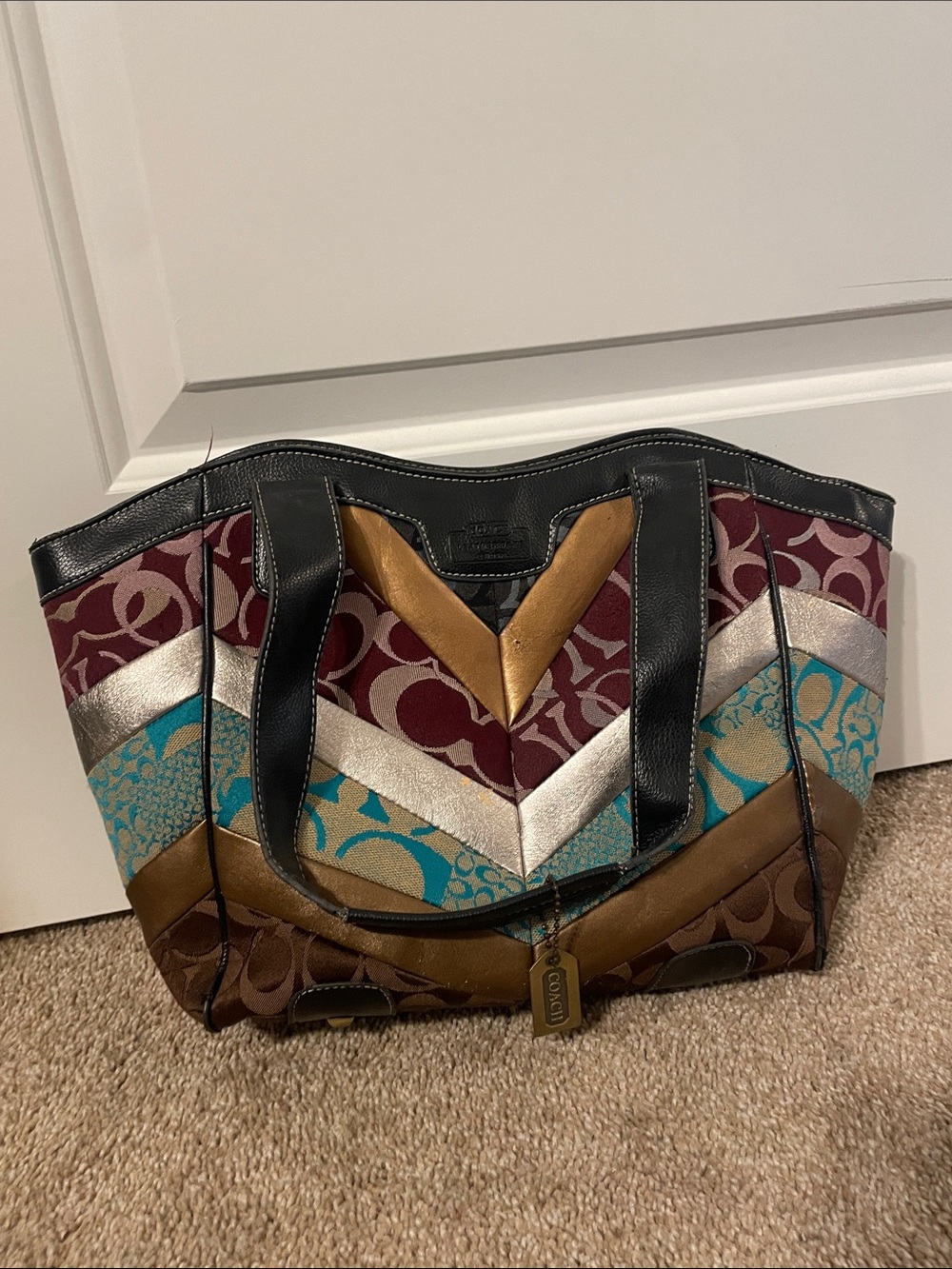 COACH Copy Multicolor Signature Chevron Tote Bag